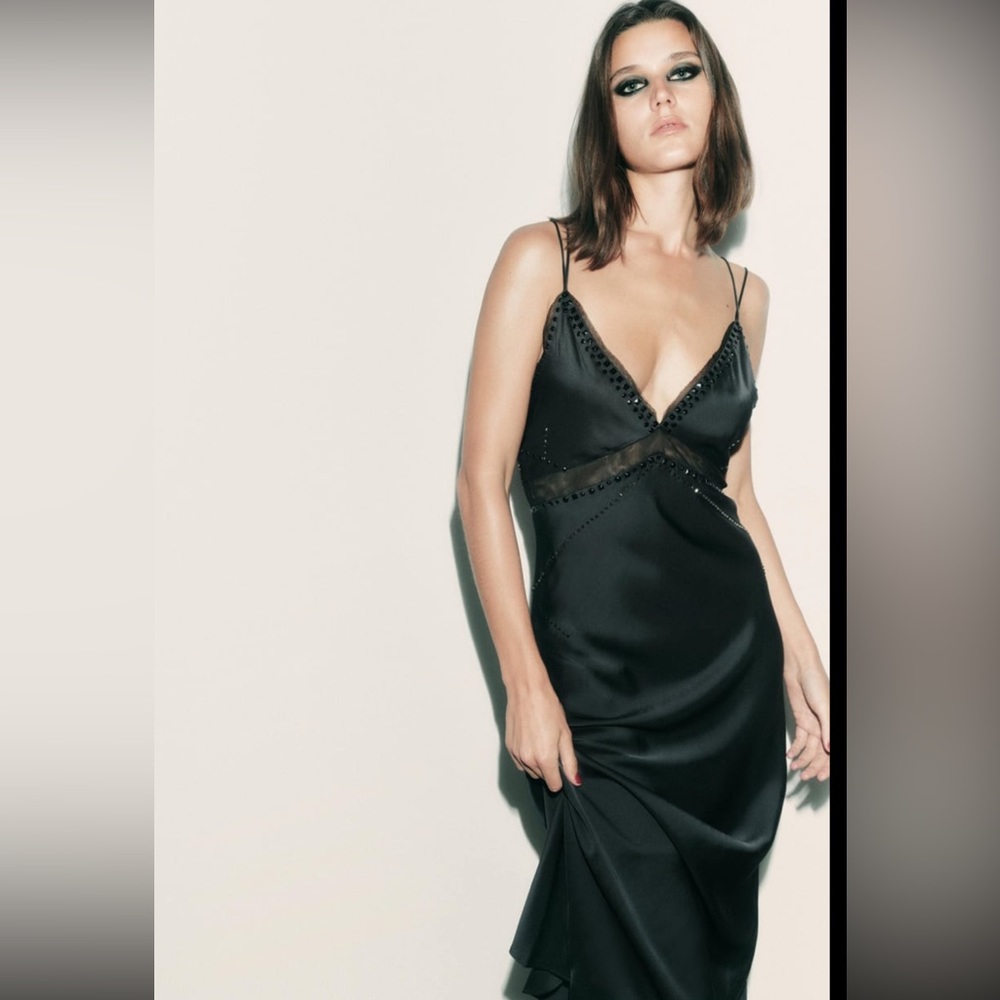 ZARA STUDDED SLIP DRESS LIMITED EDITION